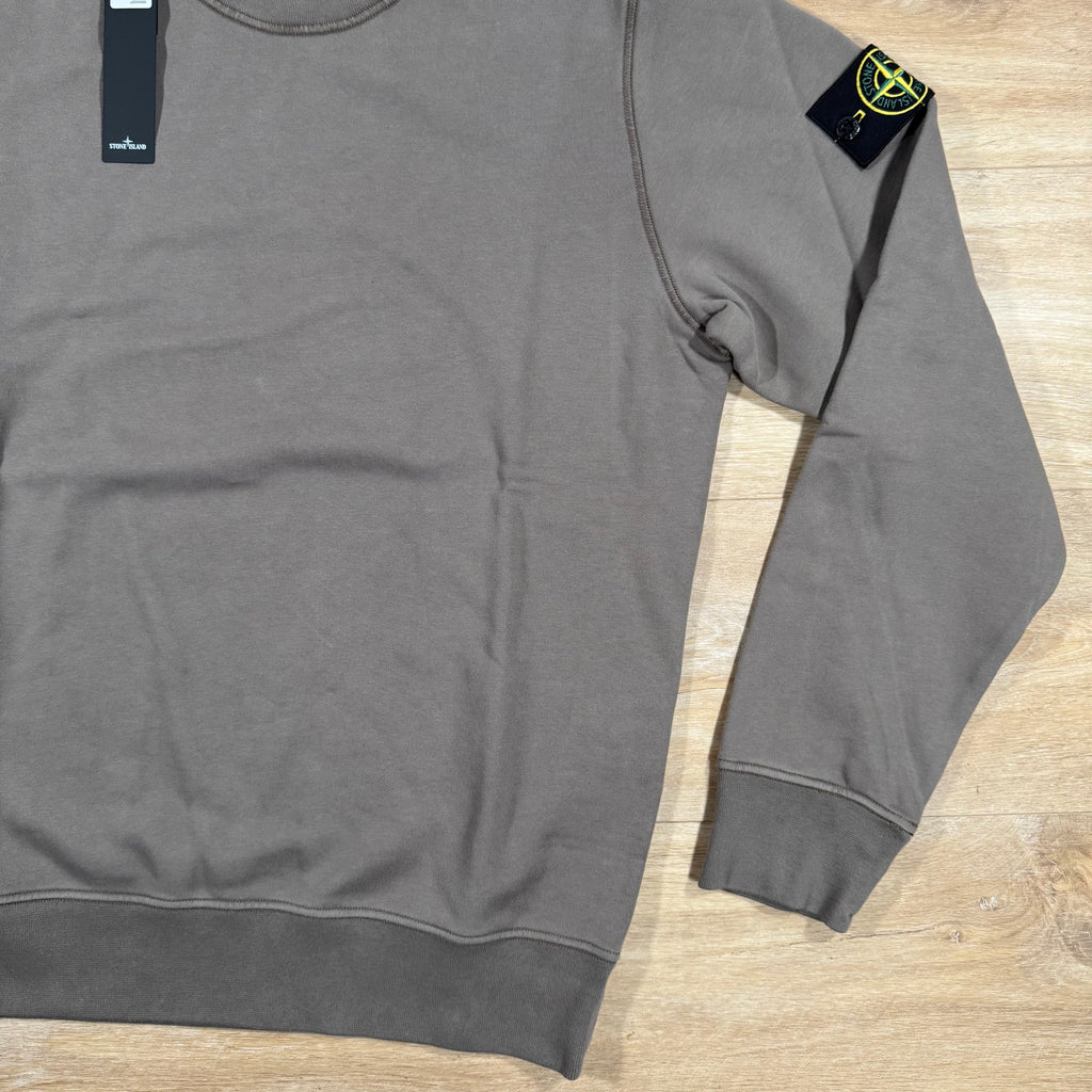 Stone Island Garment Dyed Crewneck Sweatshirt in Walnut Brown Ironleague