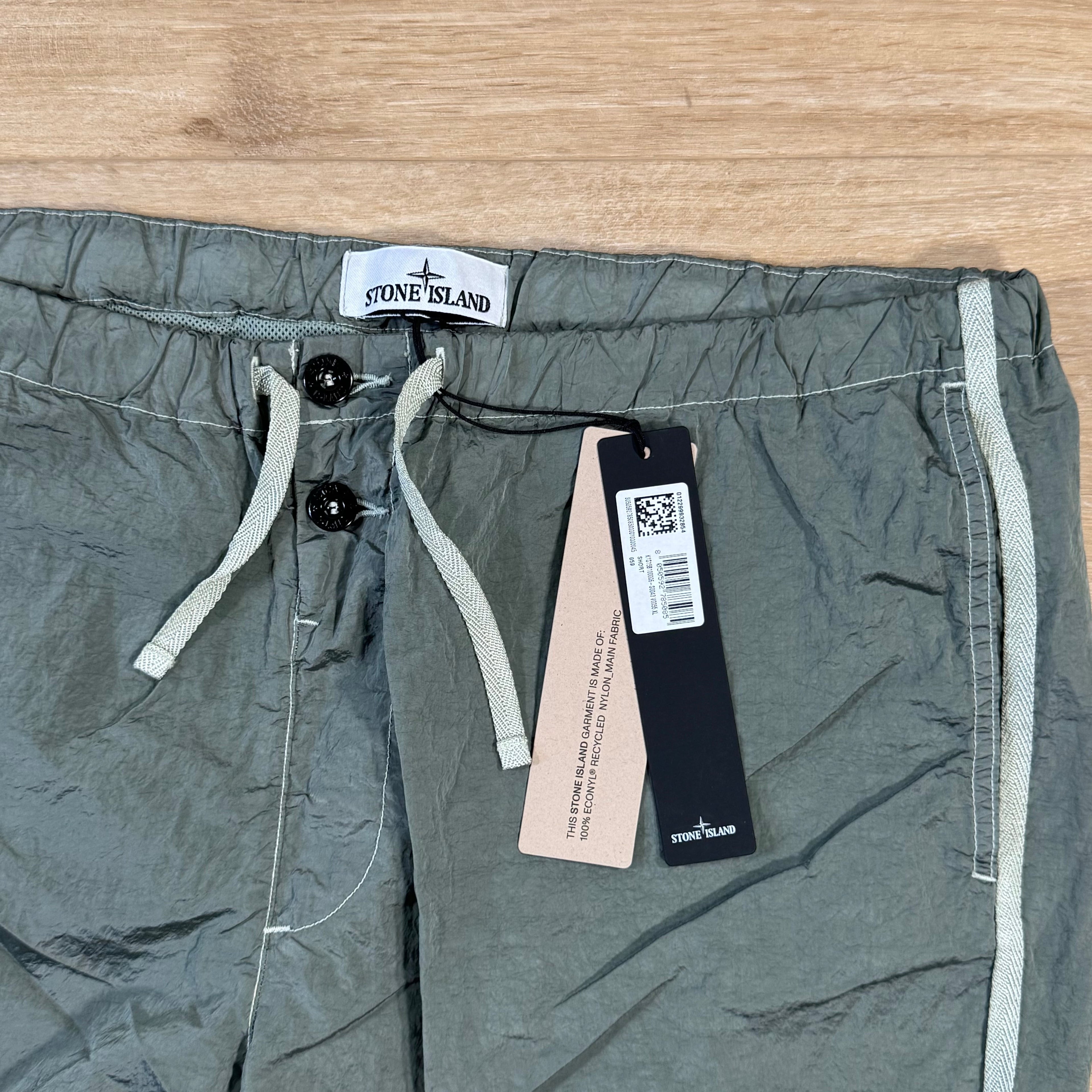 Stone Island Nylon Metal Button Swim Shorts in Sage Green Ironleague