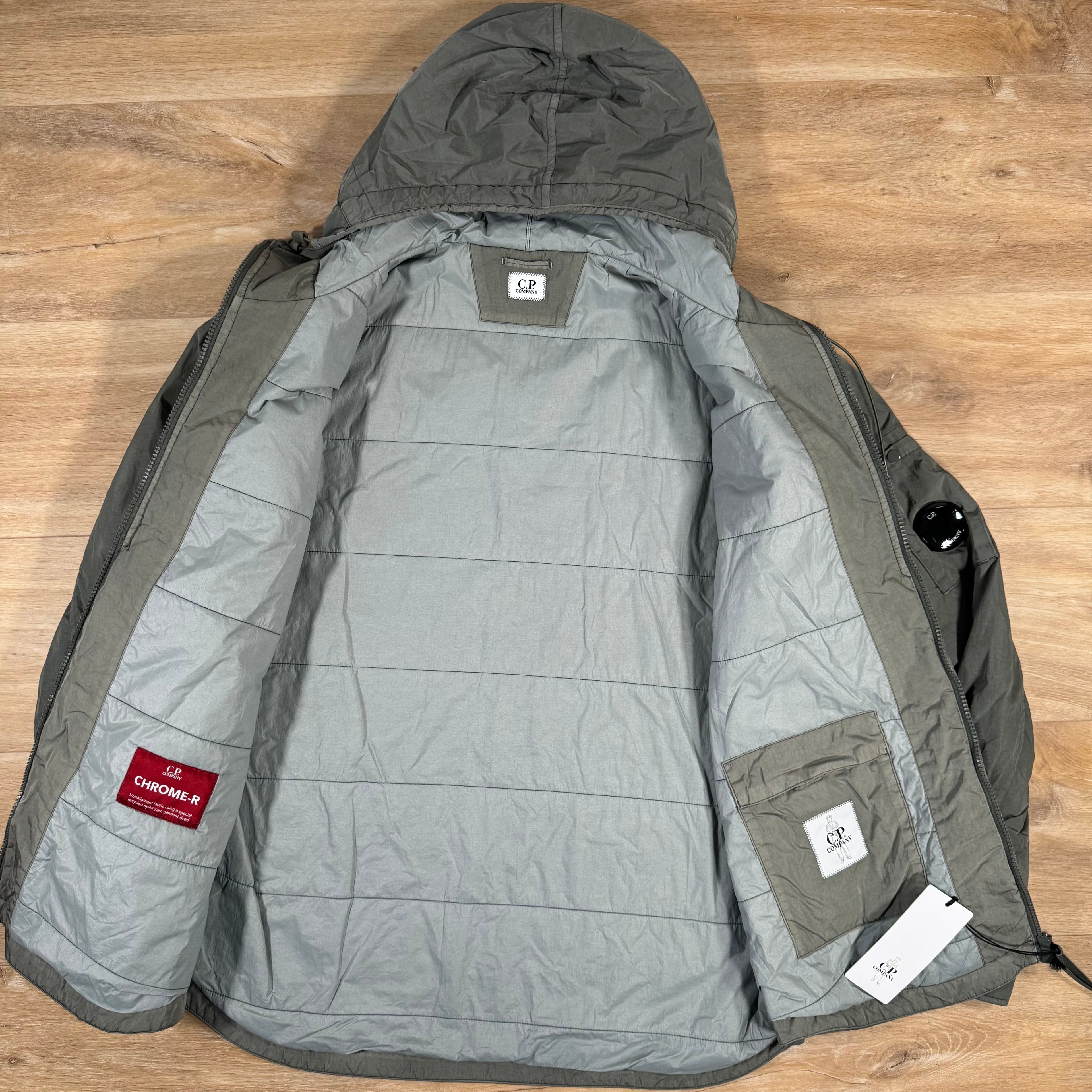 CP Company Chrome-R Hooded Zipped Lens Overshirt in Gunmetal Ironleague
