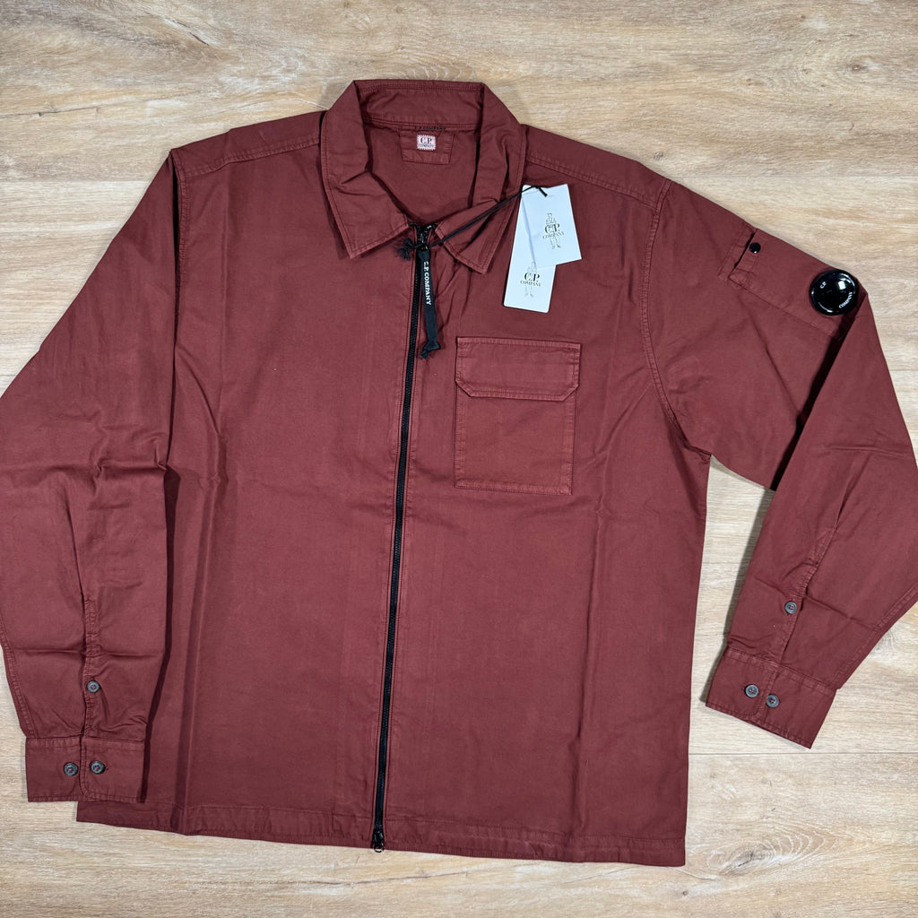 CP Company Organic Gabardine Lens Overshirt in Sable - Brown Ironleague