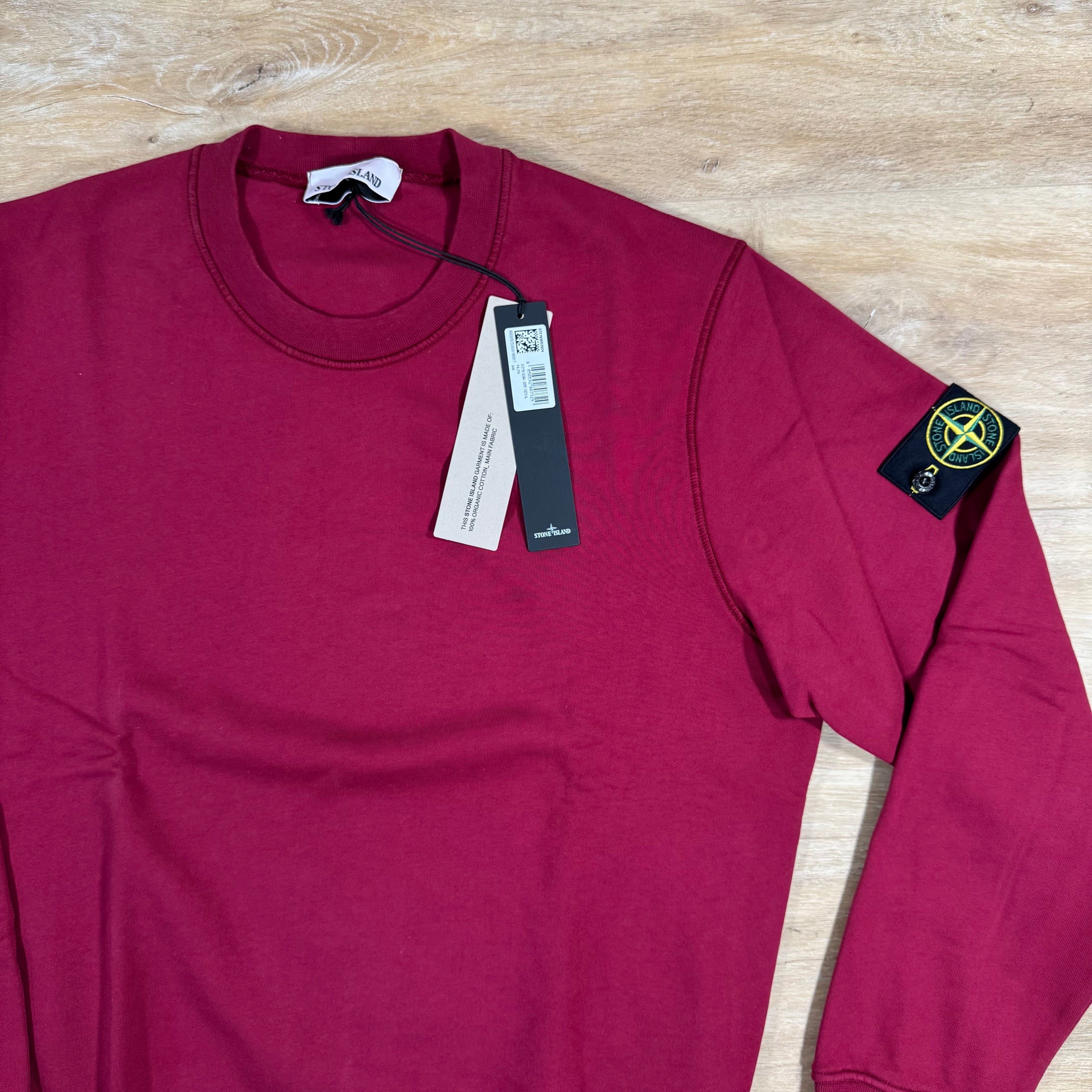 Stone Island Organic Cotton Fleece Sweatshirt in Cherry Ironleague
