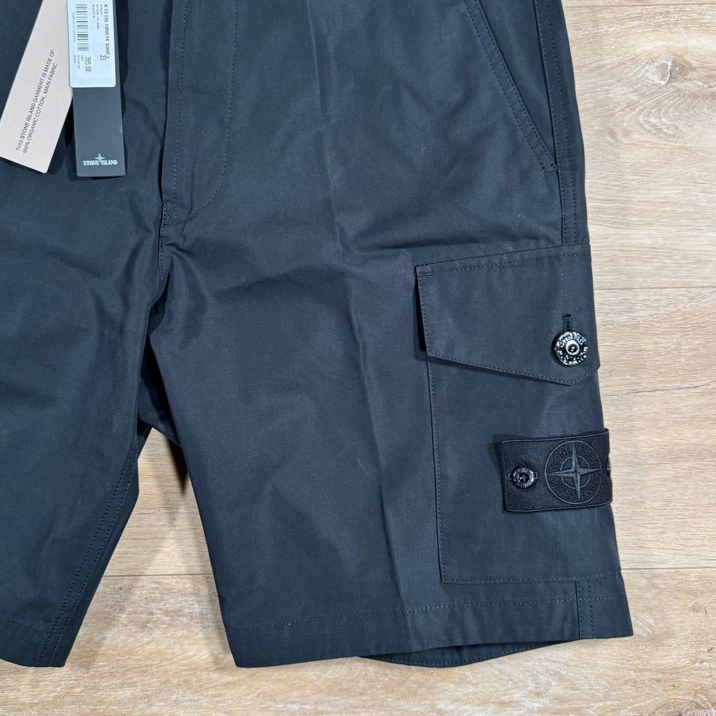 Stone Island Weatherproof Ghost Cargo Bermuda Shorts in Black Ironleague