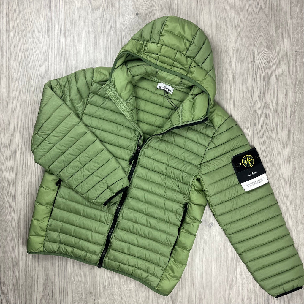 Stone Island Woven Down Jacket - Sage Green Ironleague