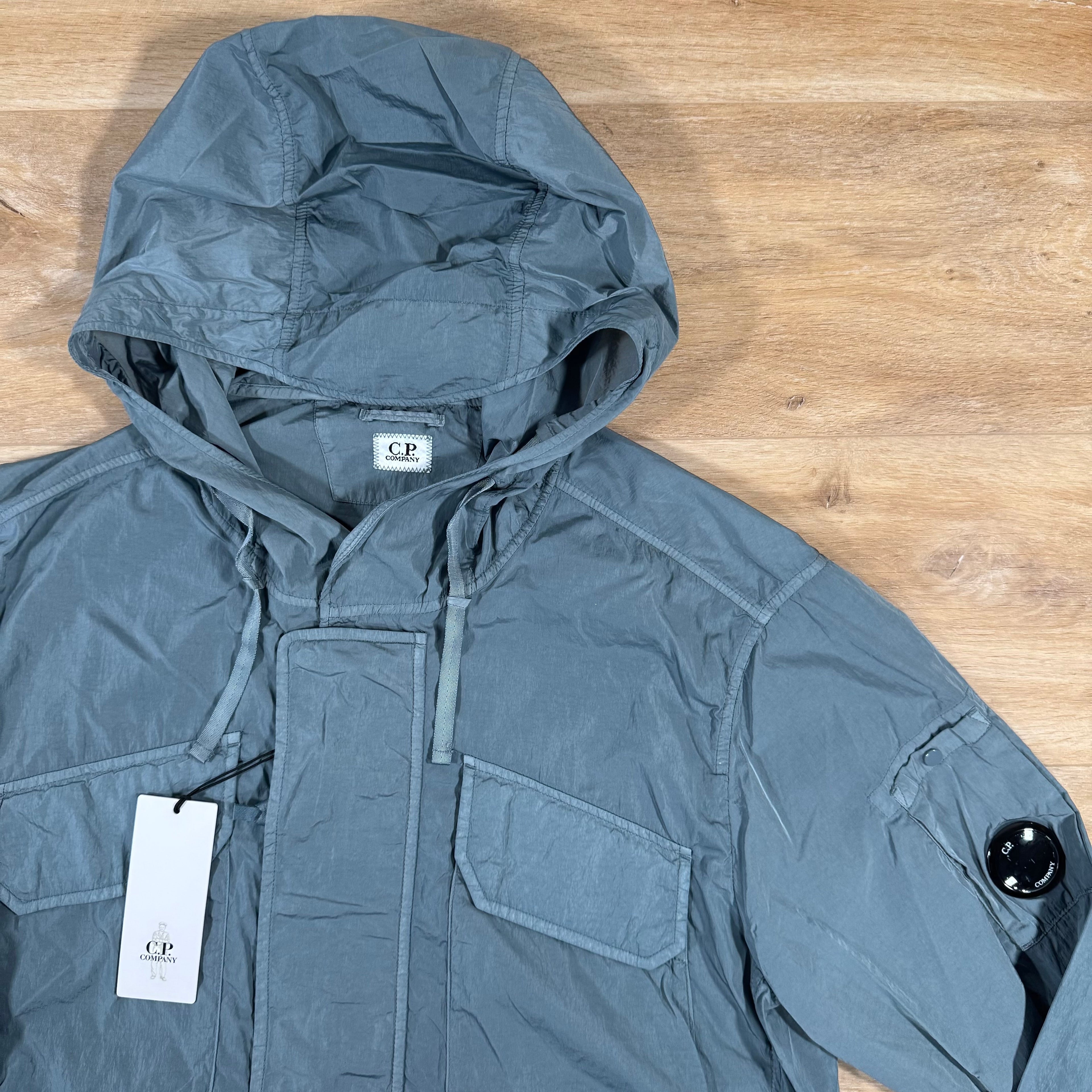 CP Company Chrome-R Hooded Lens Jacket in Stormy Weather - Blue Ironleague