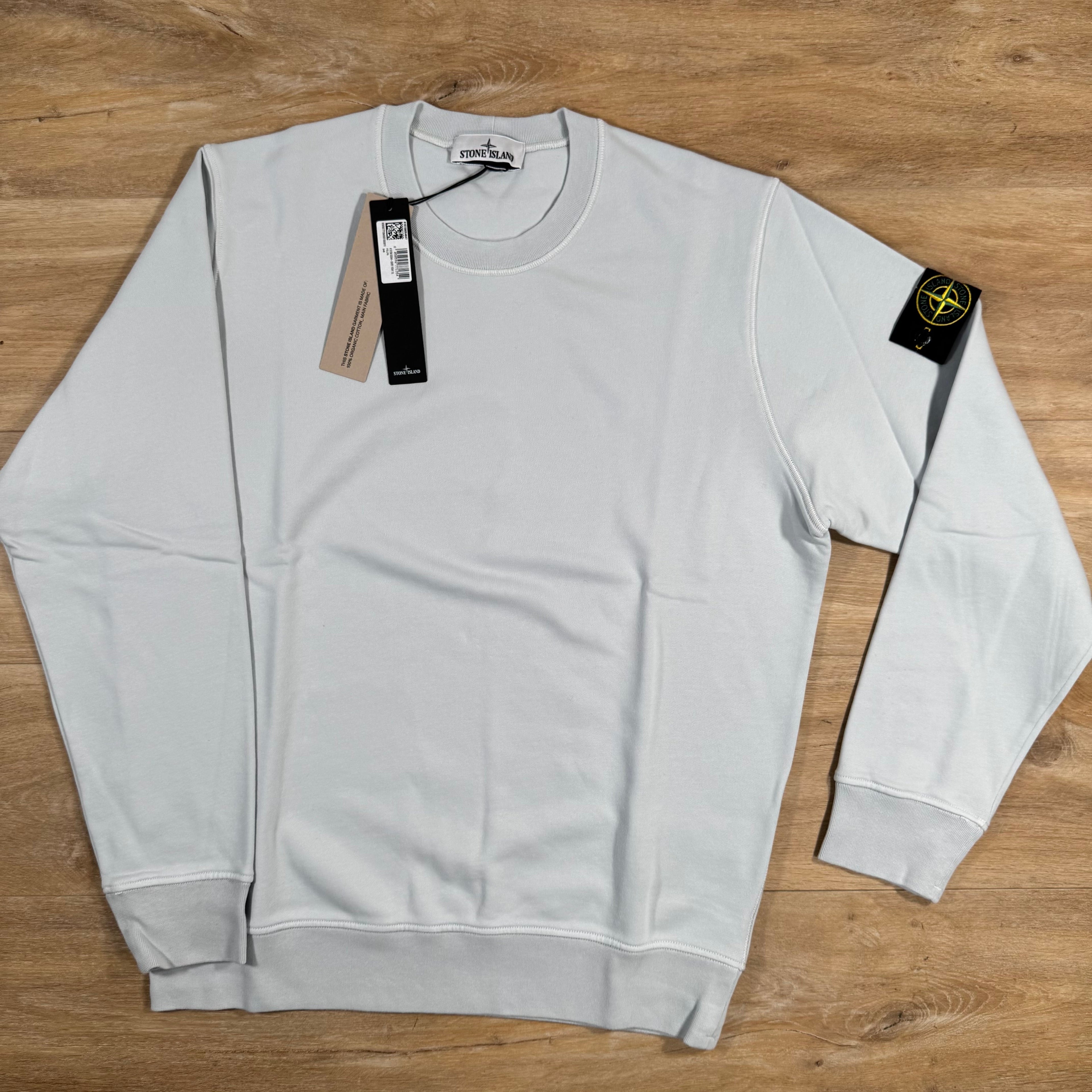 Stone Island Organic Cotton Fleece Sweatshirt in Sky Blue Ironleague