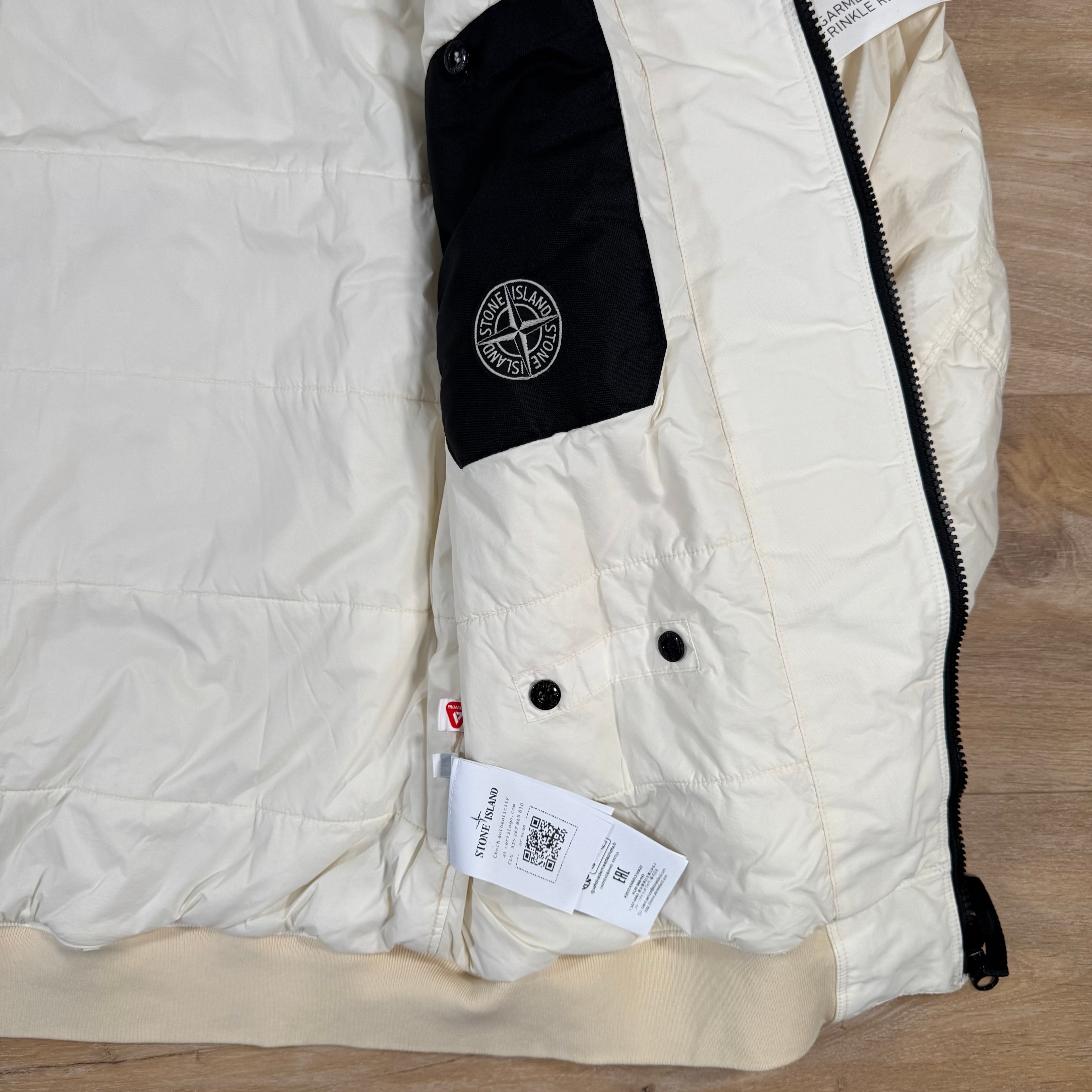 Stone Island Crinkle Reps NY Padded Jacket in Ivory Ironleague