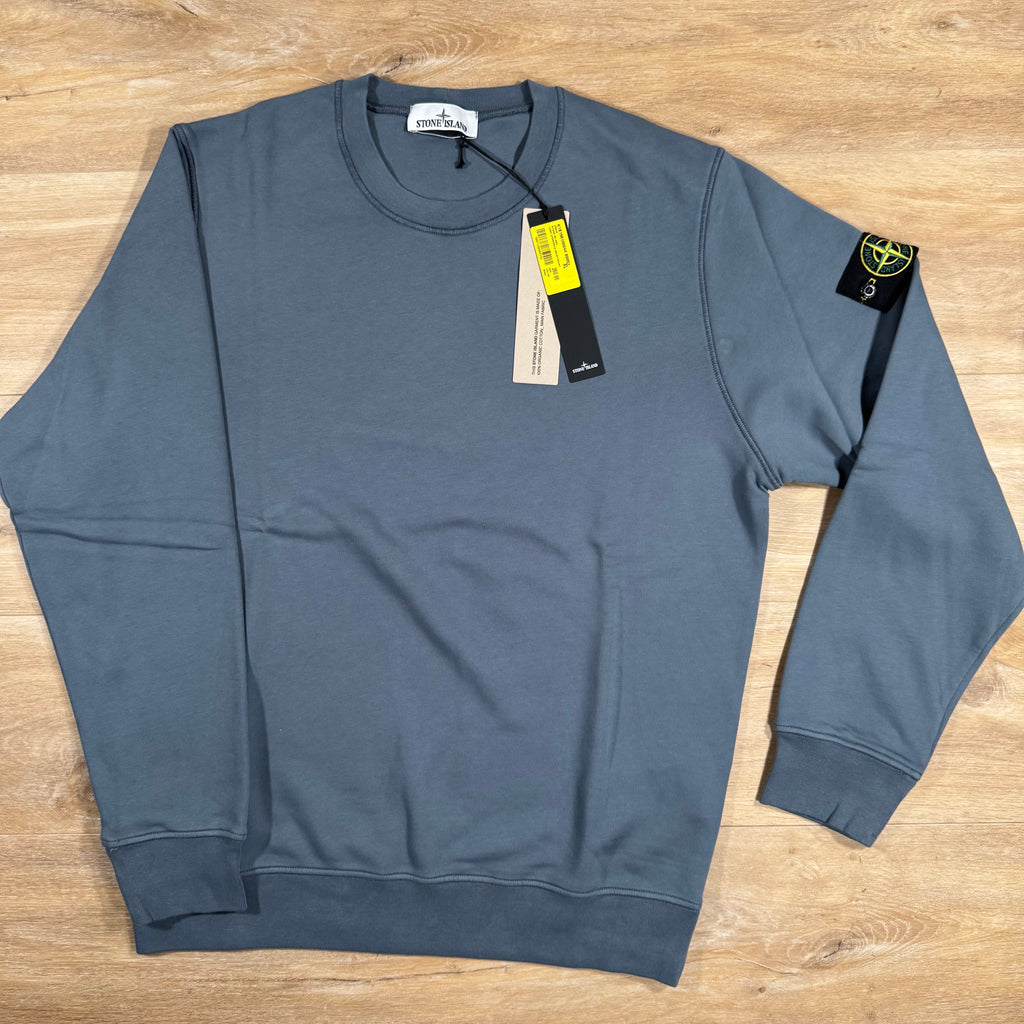 Stone Island Organic Cotton Fleece Sweatshirt in Avio Blue Ironleague