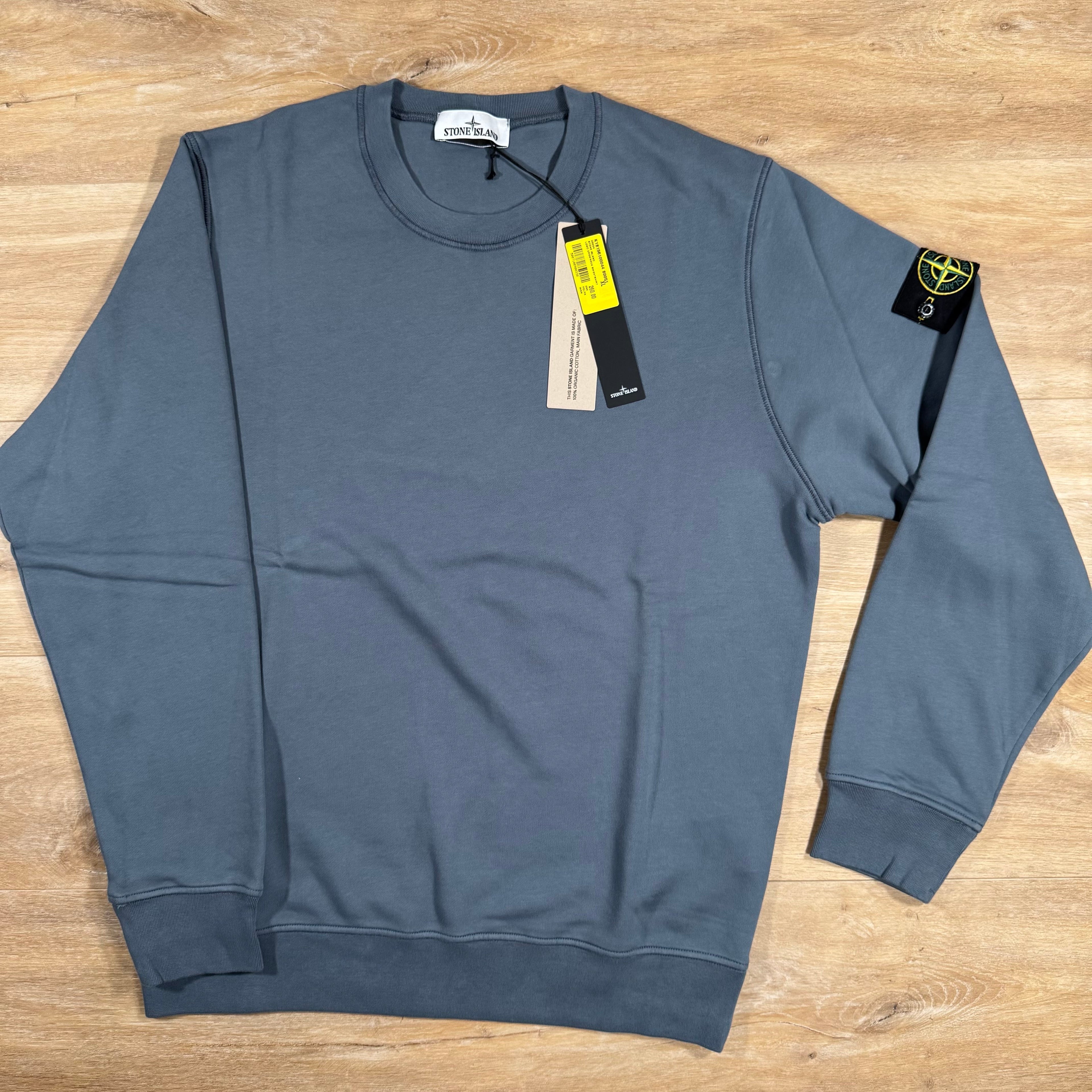 Stone Island Organic Cotton Fleece Sweatshirt in Avio Blue Ironleague