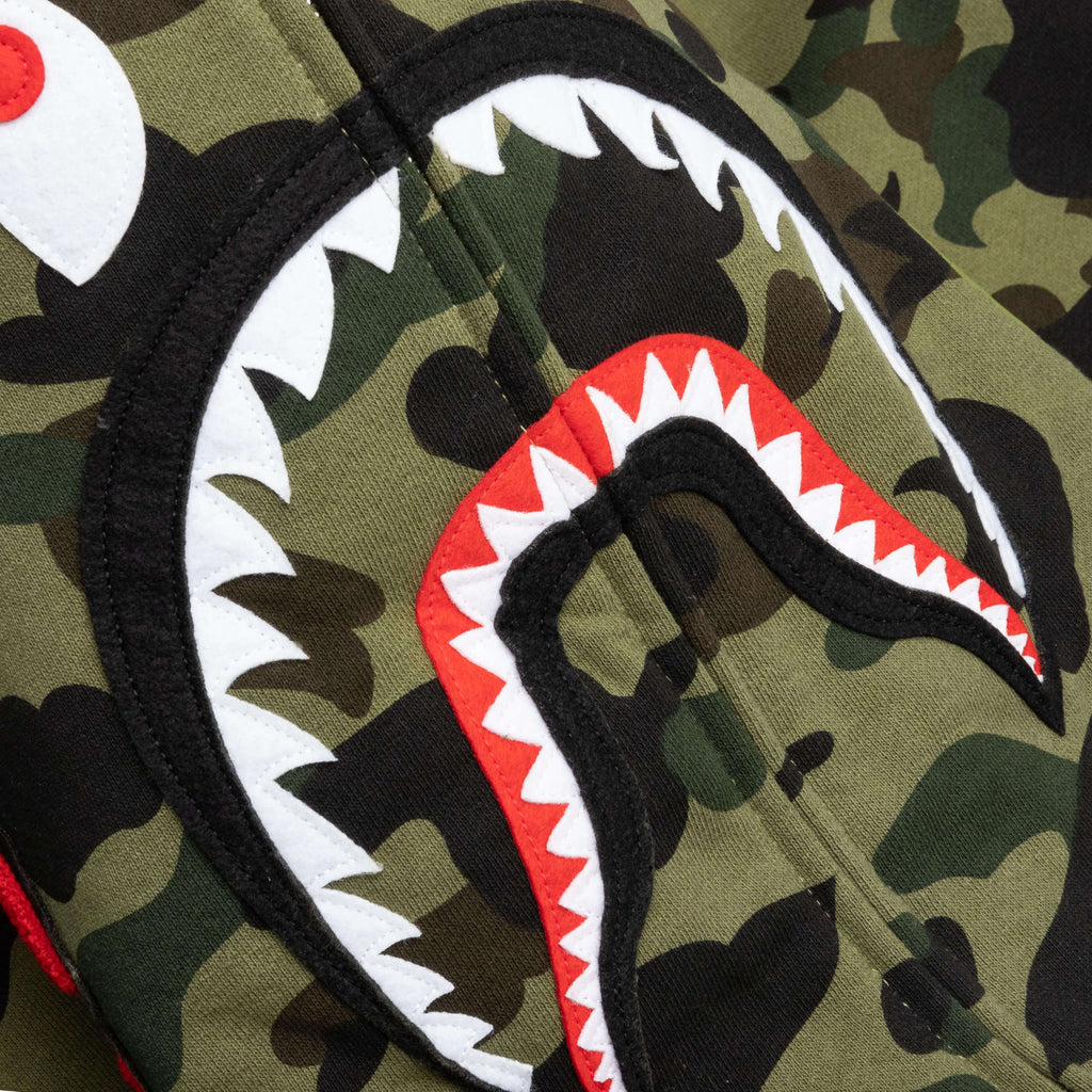 A BATHING APE 1st Camo Shark Full Zip Hoodie - Green