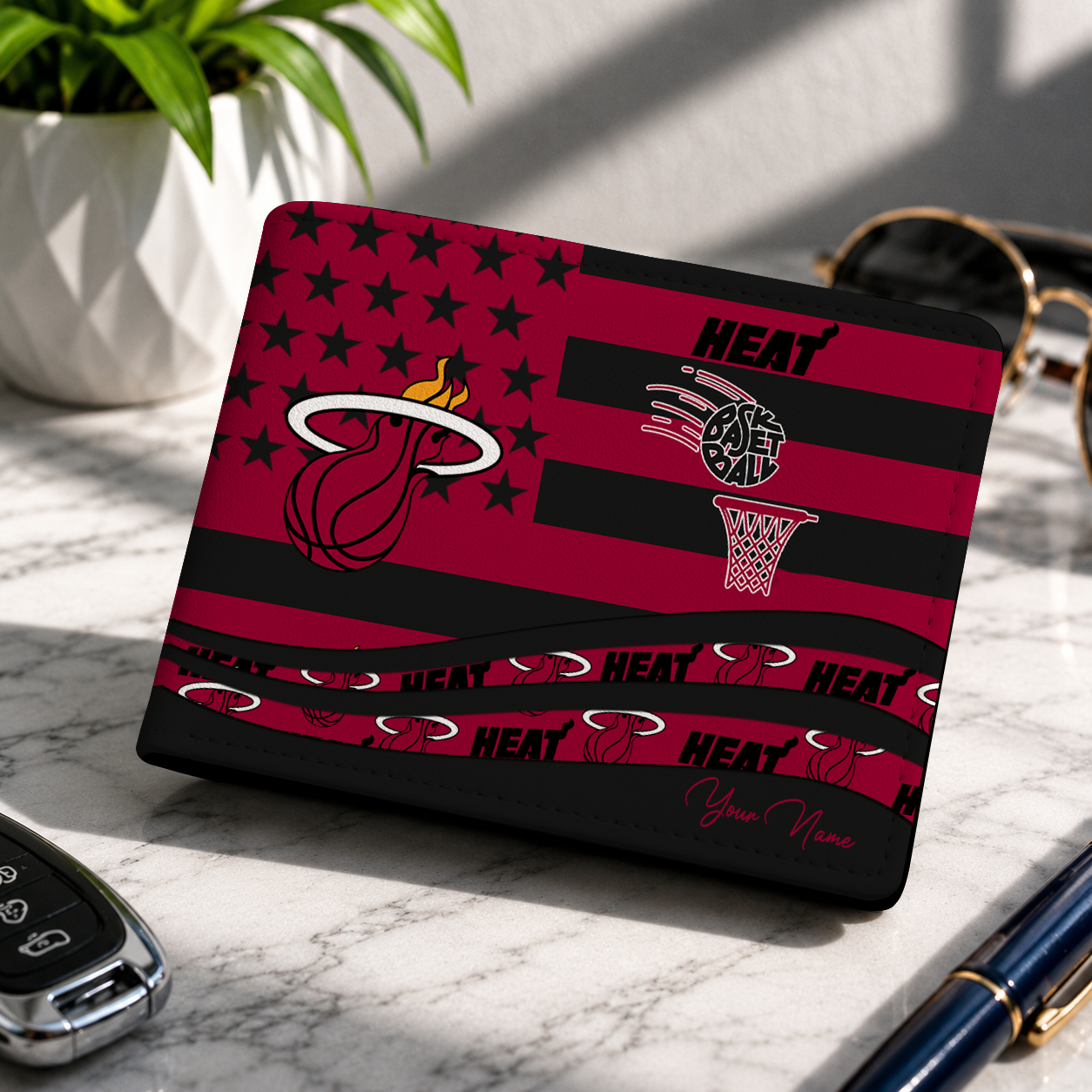 FINAL SALE NBA20 MHE MIAMI HEAT LEATHER WALLET