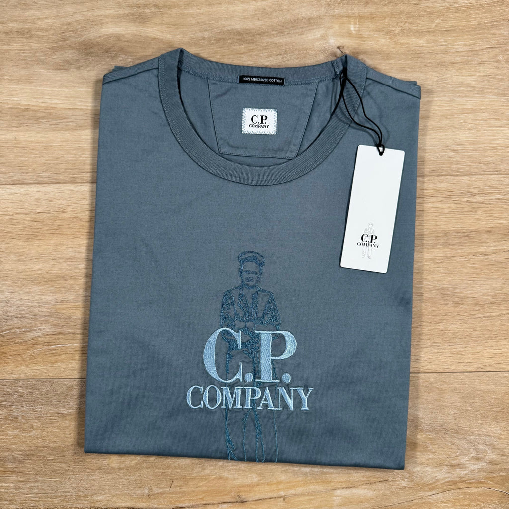 CP Company 30/2 Mercerized Jersey Twisted British Sailor T-Shirt in Stormy Weather - Blue Ironleague