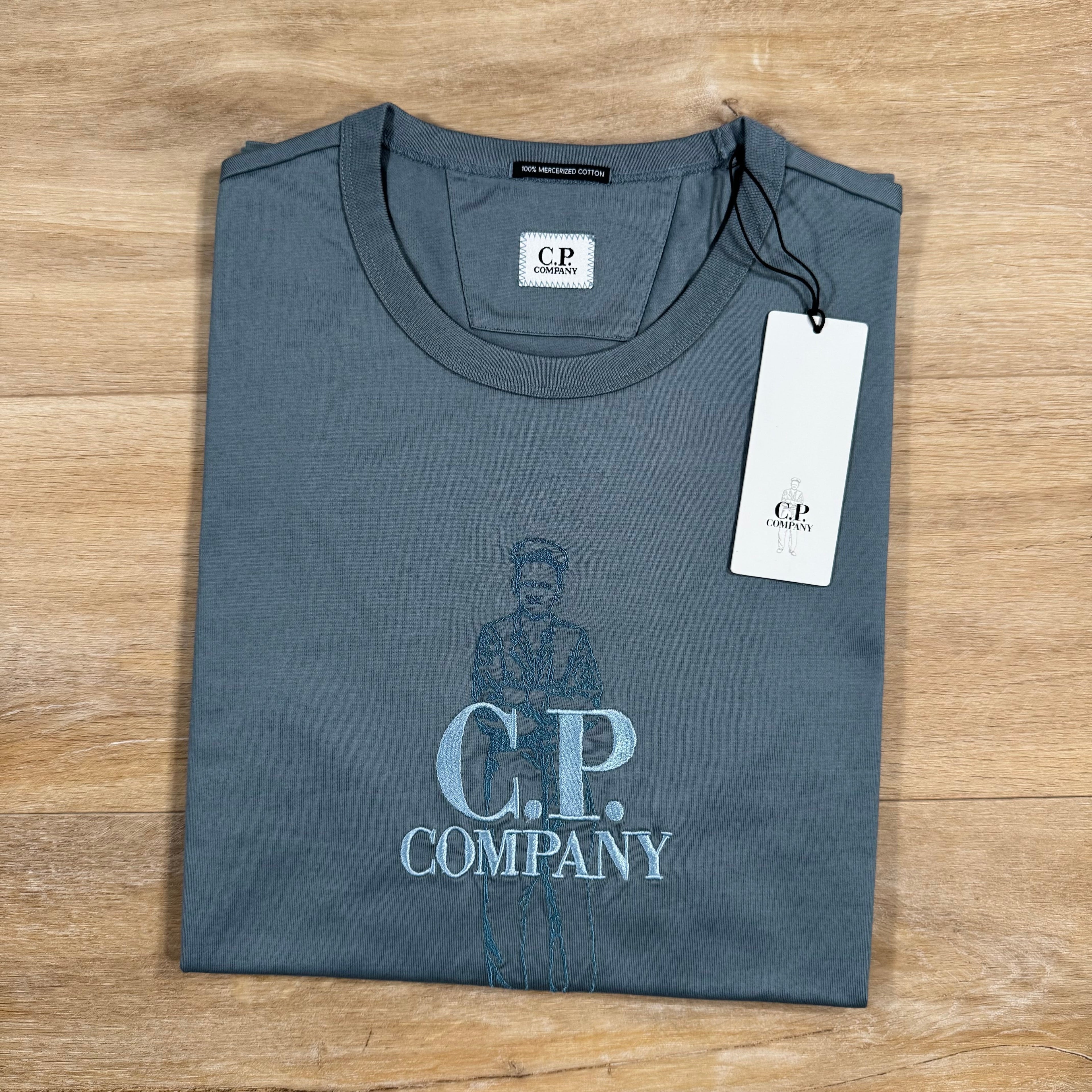 CP Company 30/2 Mercerized Jersey Twisted British Sailor T-Shirt in Stormy Weather - Blue Ironleague