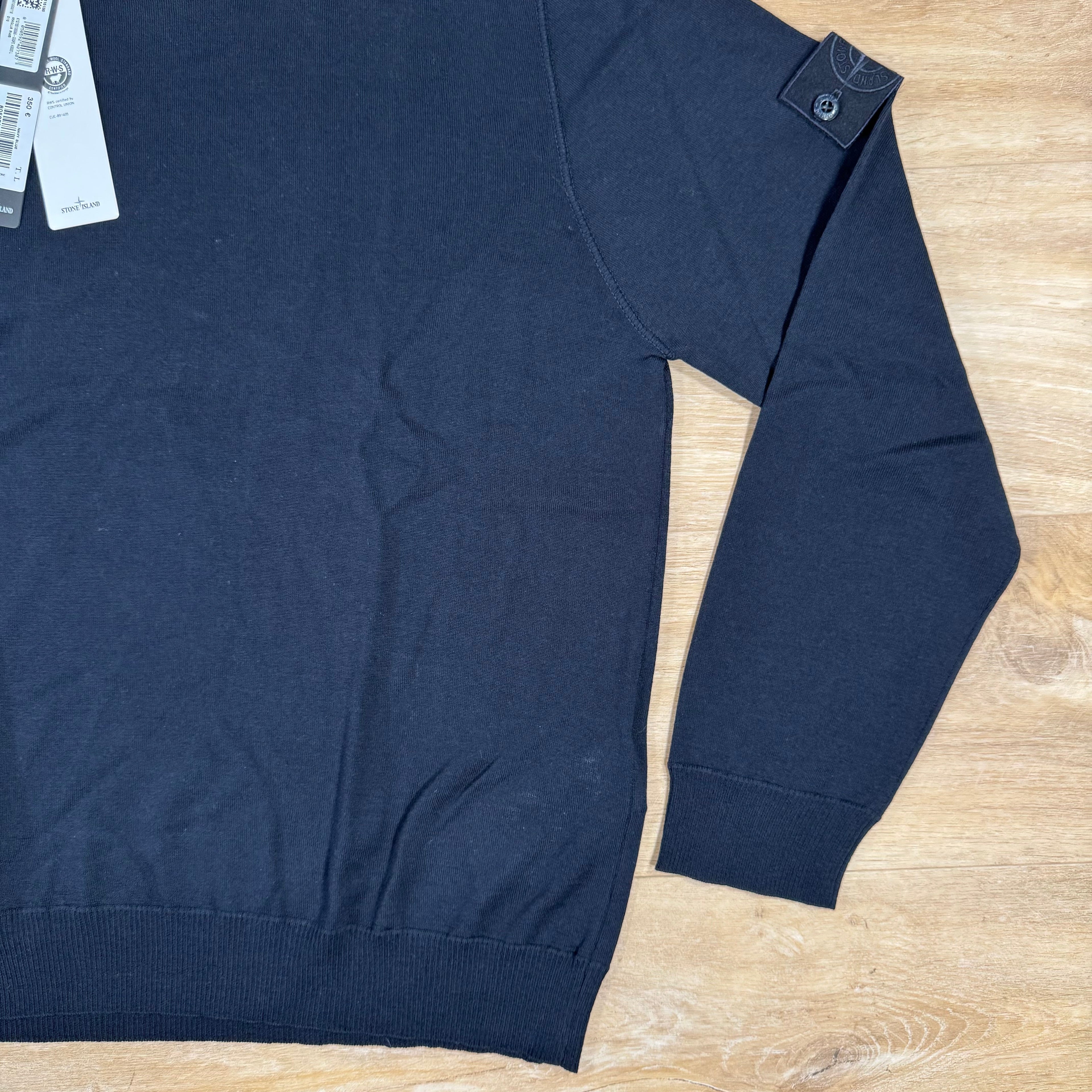 Stone Island Light Pure Wool Ghost Sweatshirt in Navy Ironleague
