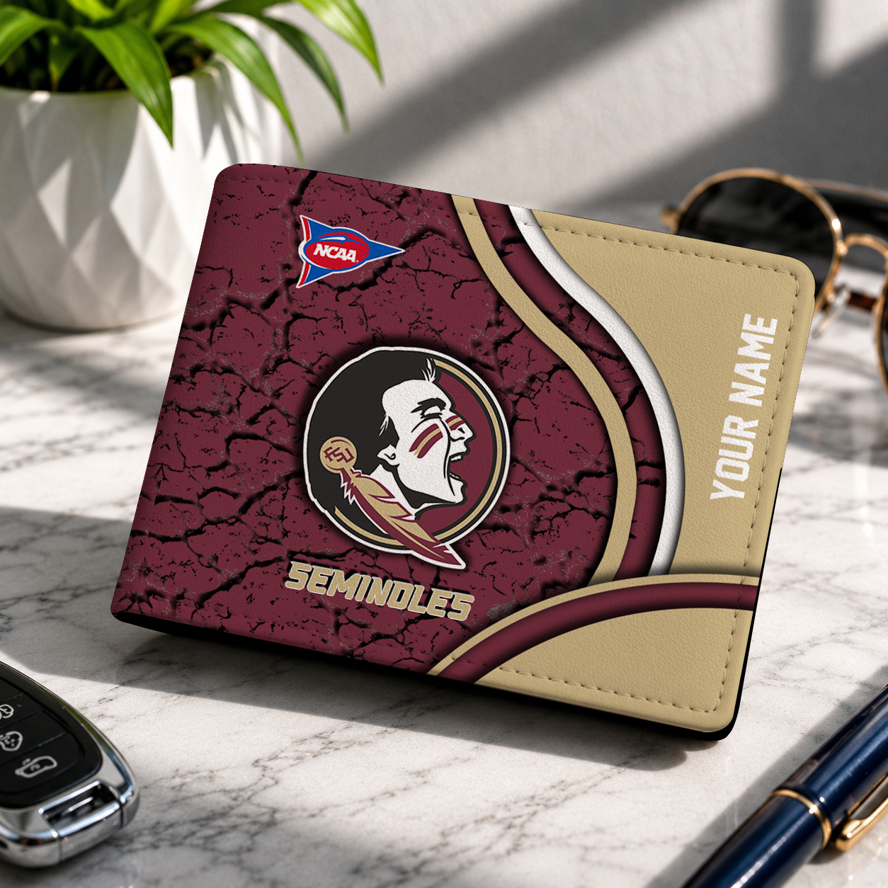 MEGA SALE NCAA FBS21 FLS FLORIDA STATE SEMINOLES LEATHER WALLET