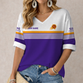 FINAL SALE - NEW CUSTOMIZED NBA21 PSU PHOENIX SUNS WOMEN'S HEART V-NECK LONG SLEEVE SHIRT