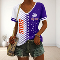 FINAL SALE - NEW CUSTOMIZED NBA21 PSU PHOENIX SUNS V-NECK FEMALE SHIRT