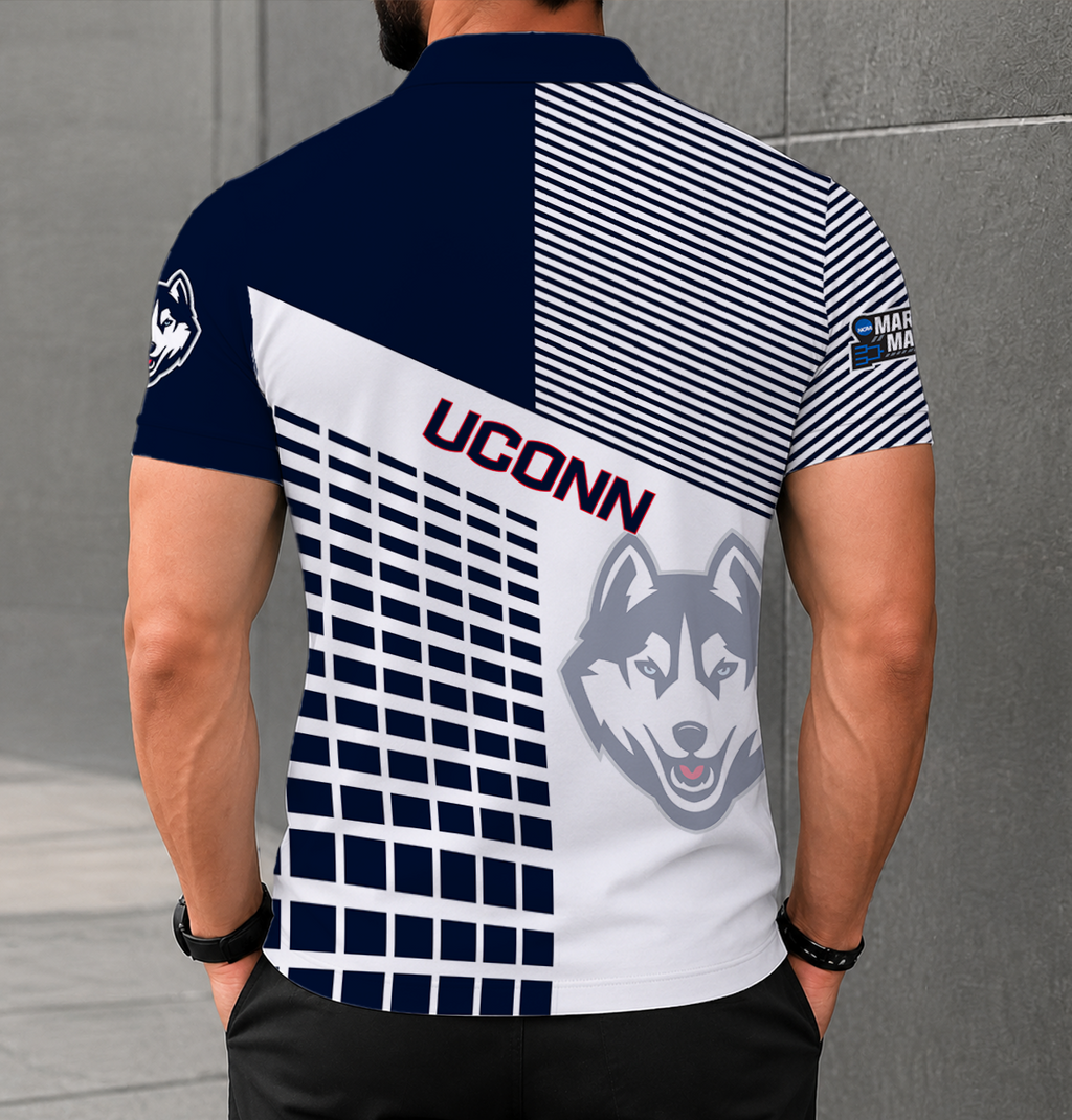 VIRAL EDITION - NEW CUSTOMIZED NCAA MAM21 UCH UCONN HUSKIES POLO SHIRT
