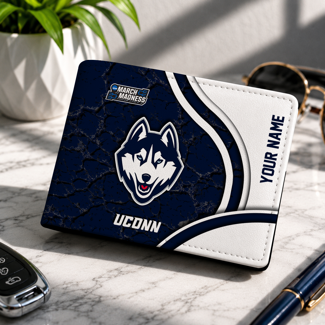 FINAL CLEARANCE NCAA MAM21 UCH UCONN HUSKIES LEATHER WALLET