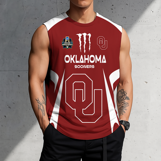 3D PRINT TEE NCAA CWS22 OUS OU SOONERS MEN'S GYM SHIRT
