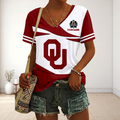 VIRAL EDITON - NEW CUSTOMIZED CWS NCAA22 OUS OU SOONERS V-NECK FEMALE SHIRT
