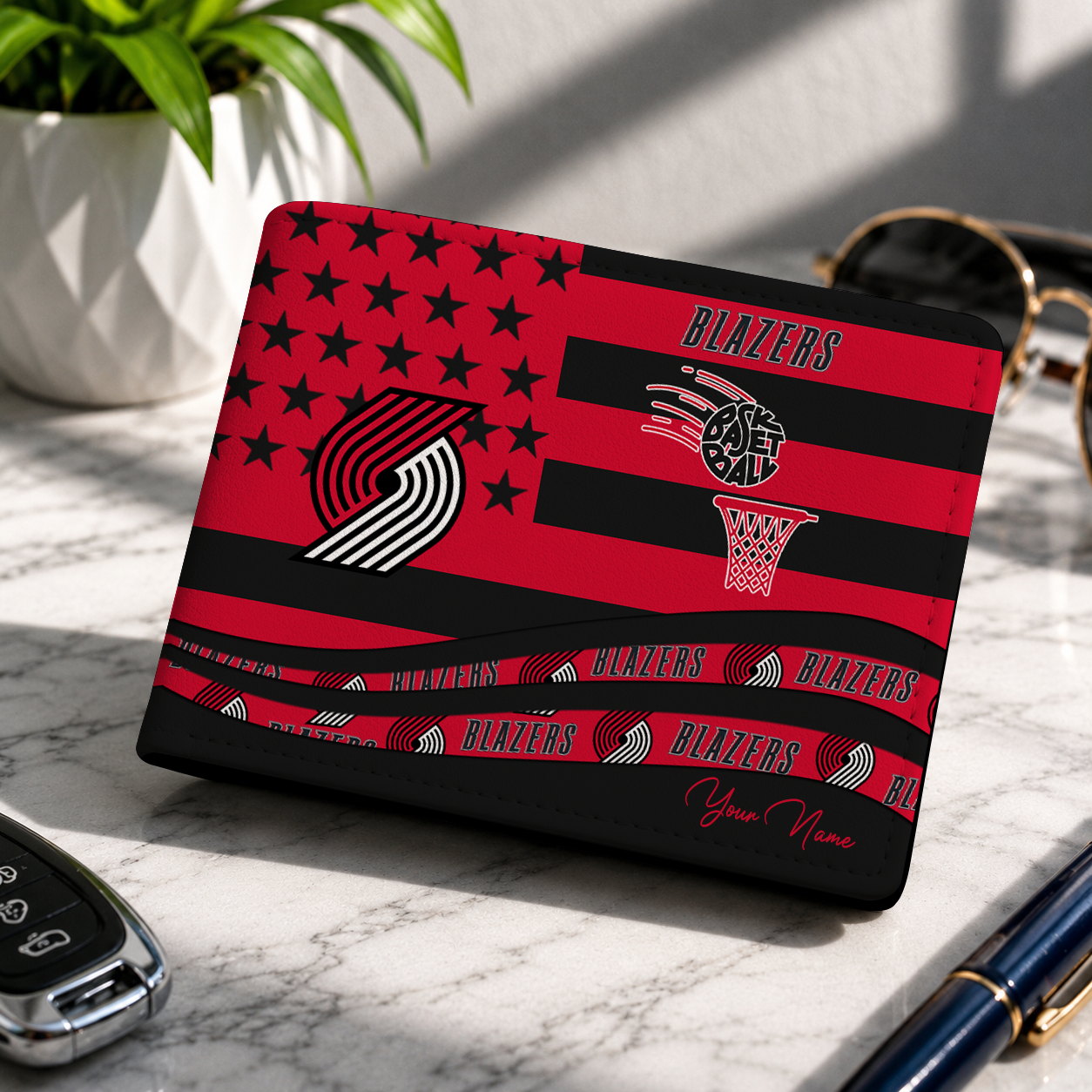 FINAL SALE NBA22 PTB PORTLAND TRAIL BLAZERS LEATHER WALLET