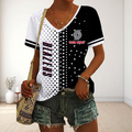 FINAL SALE - NEW CUSTOMIZED NBA22 PTB PORTLAND TRAIL BLAZERS V-NECK FEMALE SHIRT