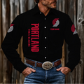 FINAL SALE - NEW CUSTOMIZED NBA22 PTB PORTLAND TRAIL BLAZERS MEN'S LONG SLEEVE BUTTON-UP SHIRT