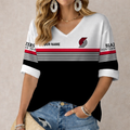FINAL SALE - NEW CUSTOMIZED NBA22 PTB PORTLAND TRAIL BLAZERS WOMEN'S HEART V-NECK LONG SLEEVE SHIRT