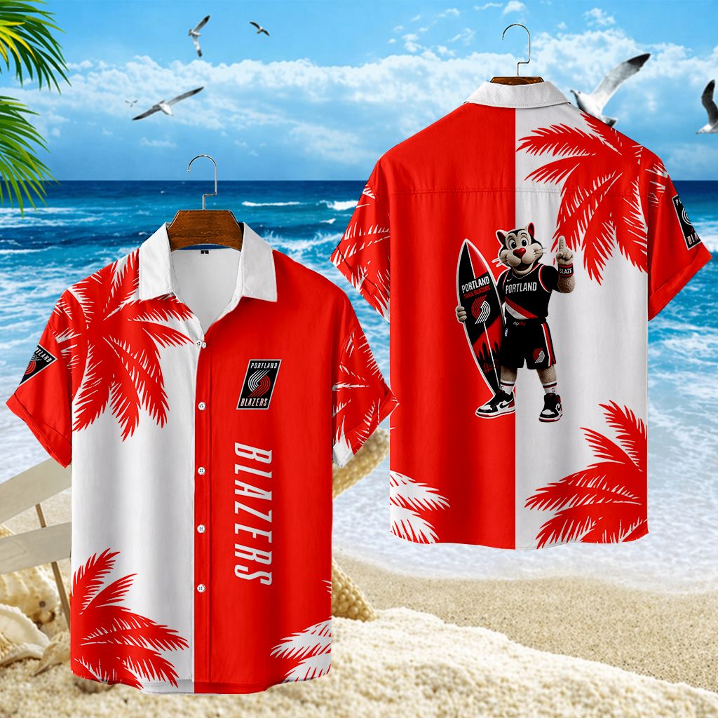 FINAL SALE - NEW CUSTOMIZED NBA22 PTB PORTLAND TRAIL BLAZERS UNISEX HAWAIIAN SHIRT