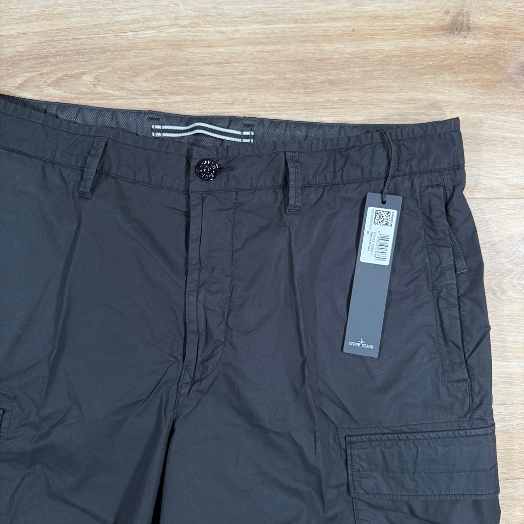 Stone Island Stretch Tela Cargo Bermuda Shorts in Black Ironleague