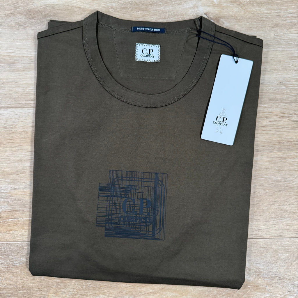 CP Company Metropolis Series Blurred Logo T-Shirt in Ivy Green Ironleague