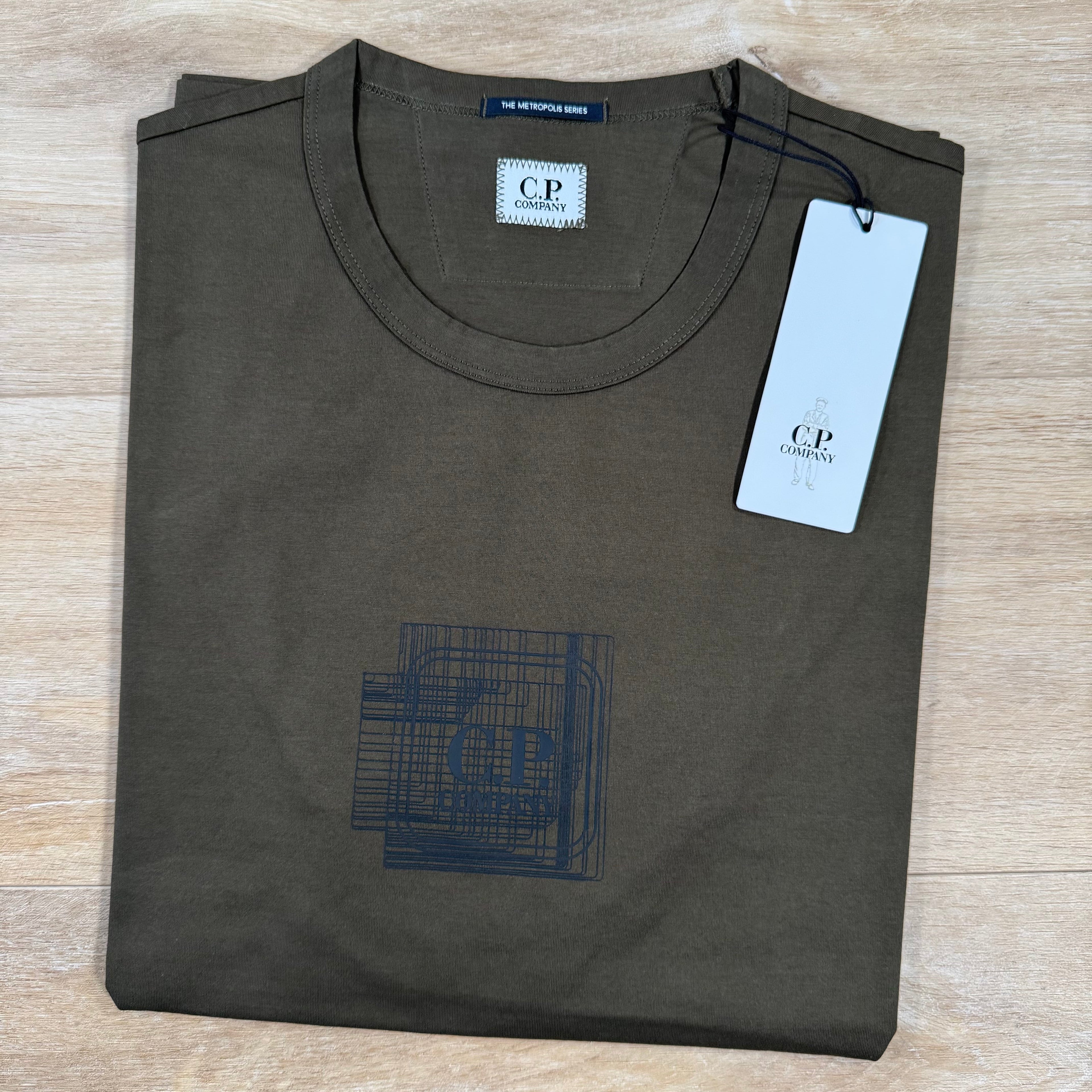 CP Company Metropolis Series Blurred Logo T-Shirt in Ivy Green Ironleague