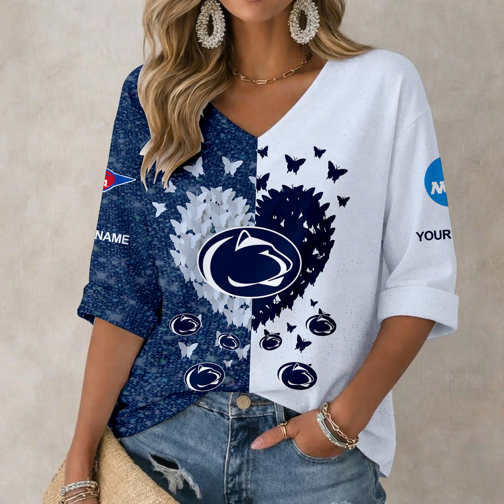 LIMITED DROP NCAA FBS23 PNL PS NITTANY LIONS WOMEN'S HEART V-NECK LONG SLEEVE SHIRT