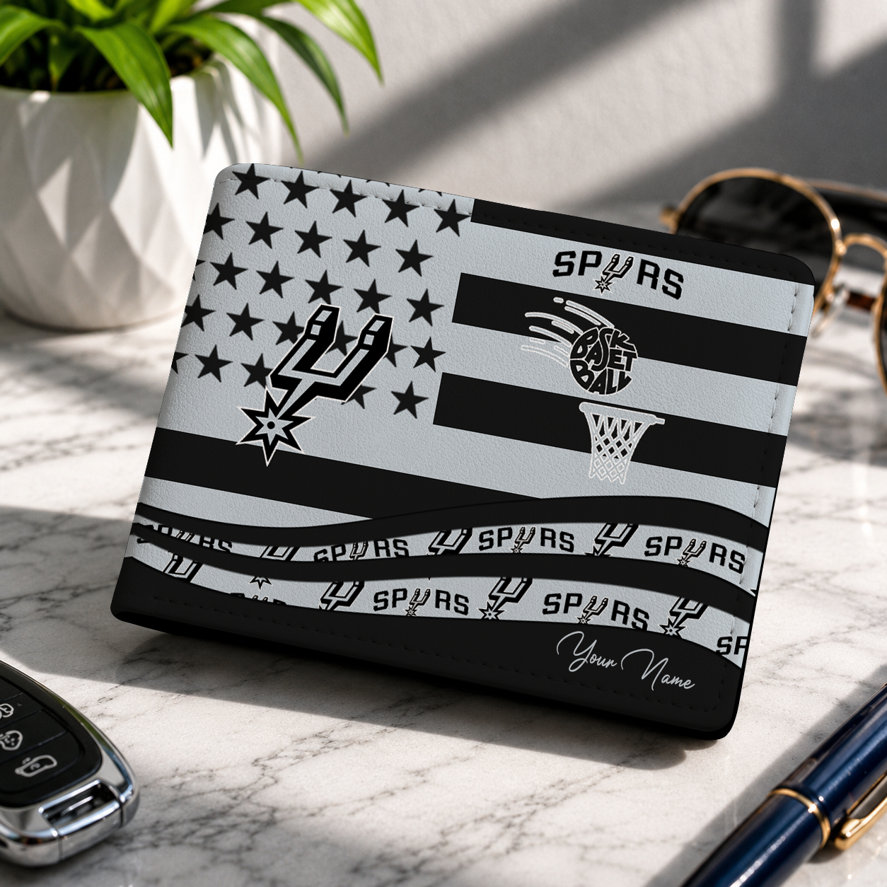 FINAL SALE NBA23 SAS SAN ANTONIO SPURS LEATHER WALLET
