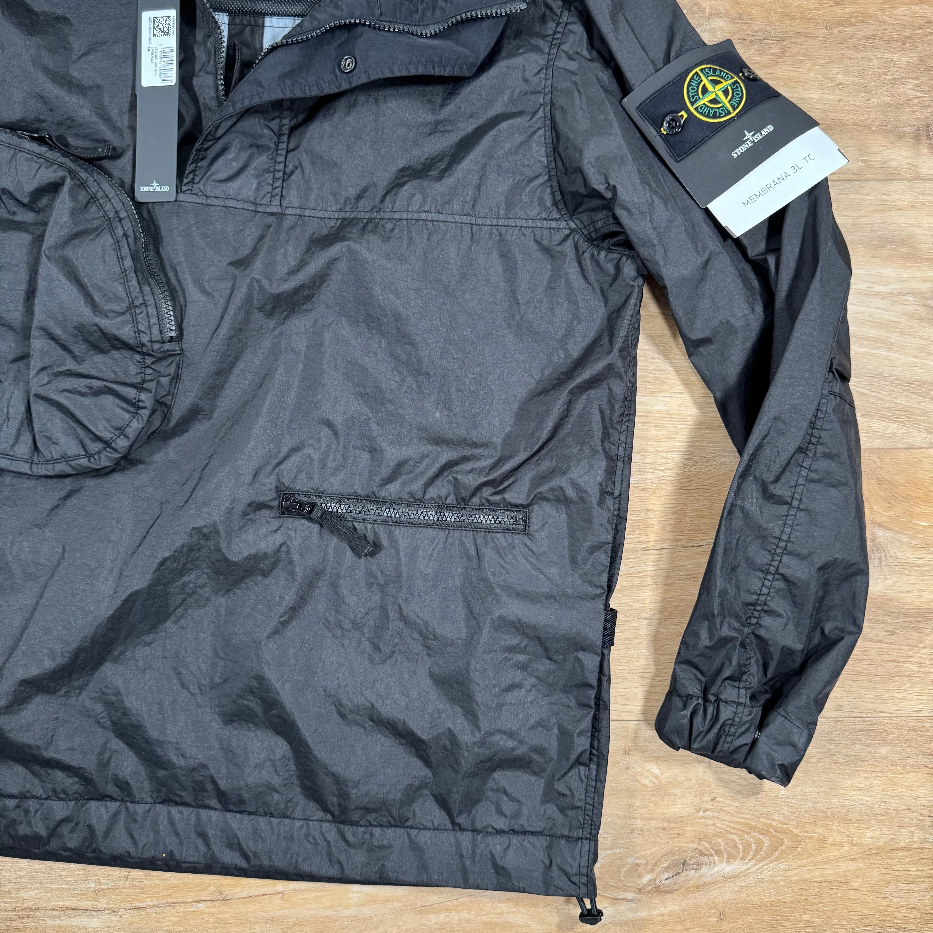 Stone Island Membrana 3L TC Anorak Jacket in Black Ironleague