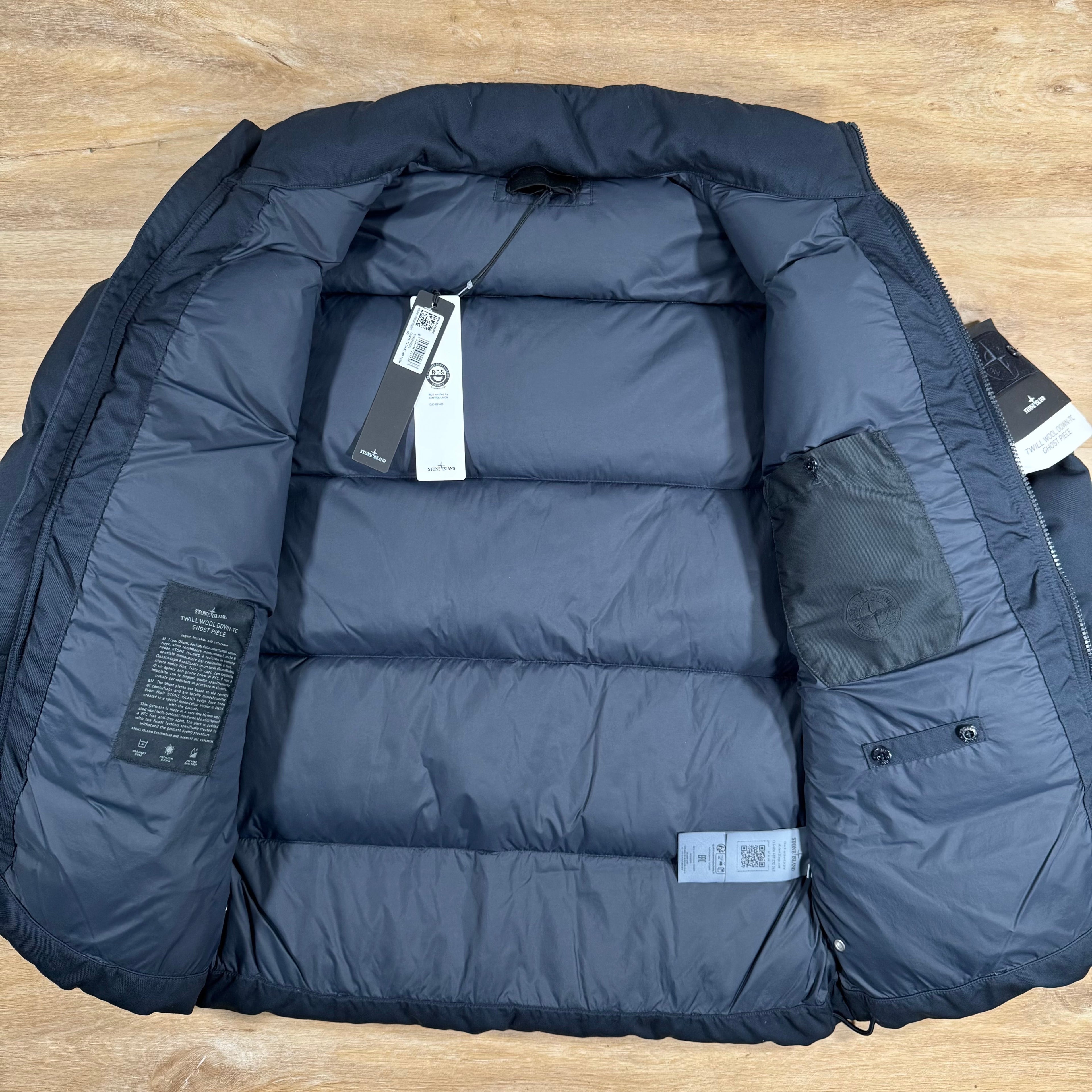 Stone Island Down-TC Ghost Jacket in Navy Ironleague