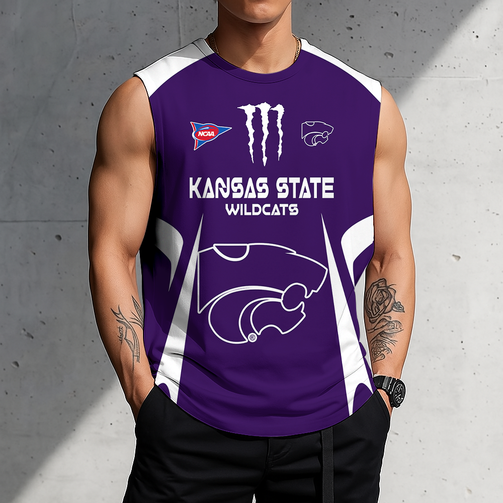 3D PRINT TEE NCAA FBS24 KSW KS WILDCATS MEN'S GYM SHIRT