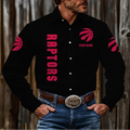 FINAL SALE - NEW CUSTOMIZED NBA24 TRA TORONTO RAPTORS MEN'S LONG SLEEVE BUTTON-UP SHIRT