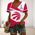 FINAL SALE - NEW CUSTOMIZED NBA24 TRA TORONTO RAPTORS V-NECK FEMALE SHIRT