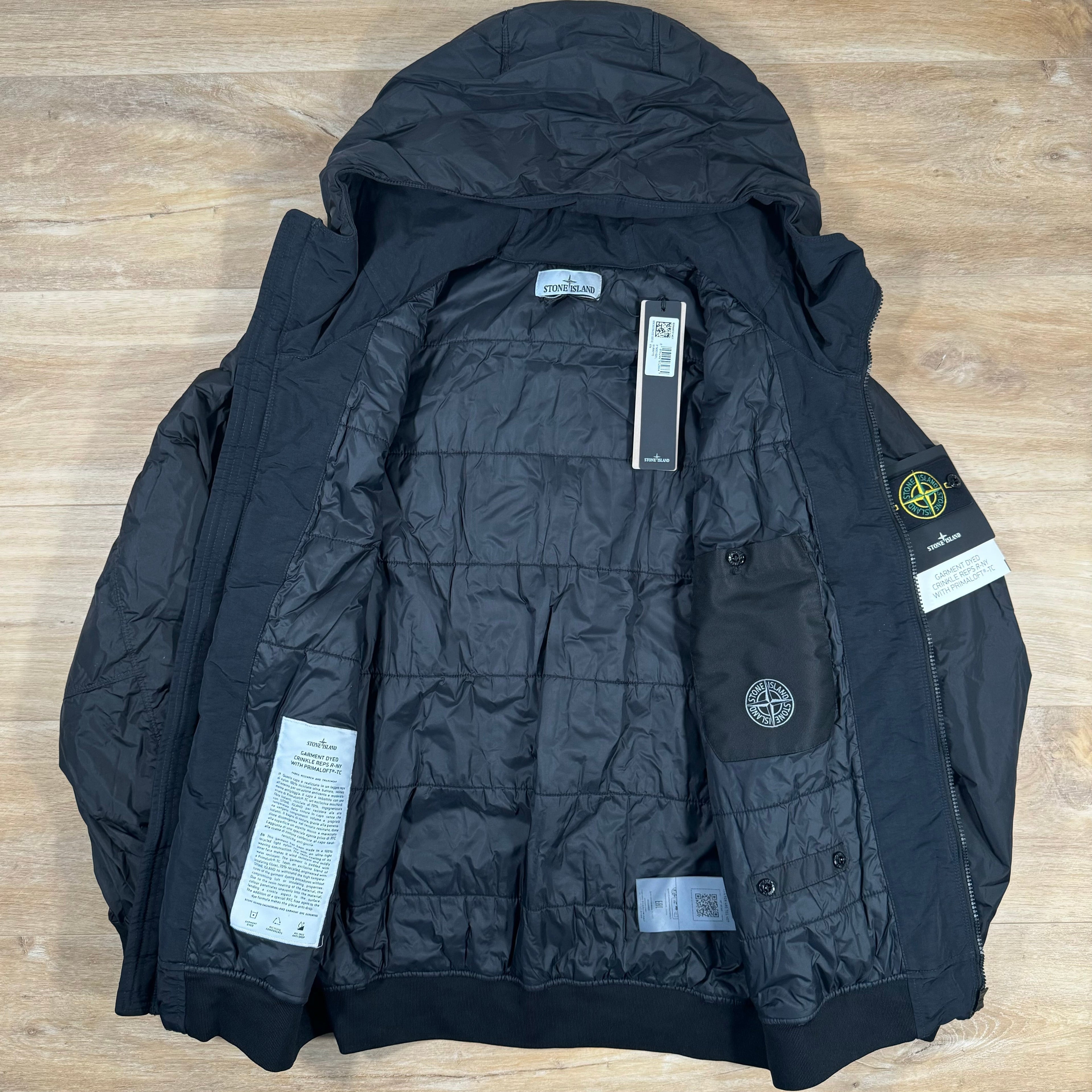 Stone Island Crinkle Reps R-NY Primaloft T-C Jacket in Black Ironleague