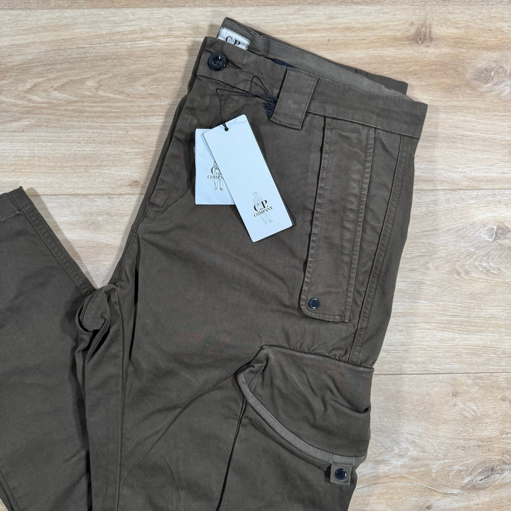 CP Company Stretch Sateen Utility Cargo Lens Pants in Ivy Green Ironleague