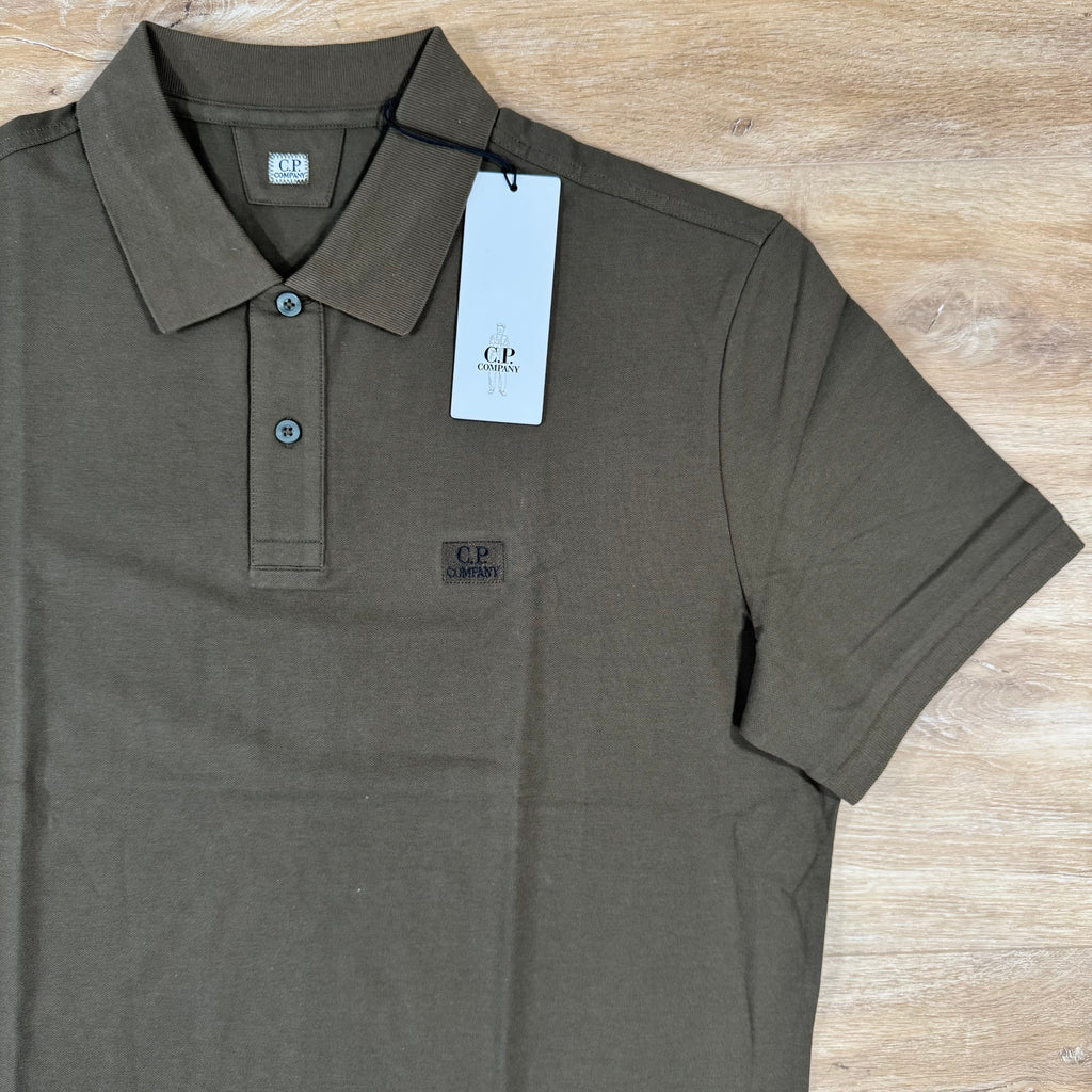 CP Company Stretch Piquet Logo Polo Shirt in Ivy Green Ironleague