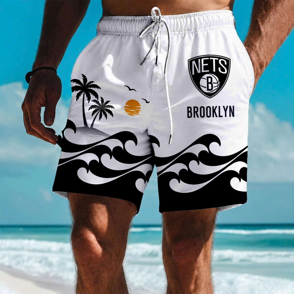 FINAL SALE - NEW CUSTOMIZED NBA25 BNE BROOKLYN NETS SHORT PANTS