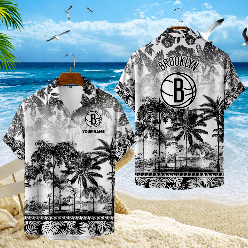 FINAL SALE - NEW CUSTOMIZED NBA25 BNE BROOKLYN NETS UNISEX HAWAIIAN SHIRT