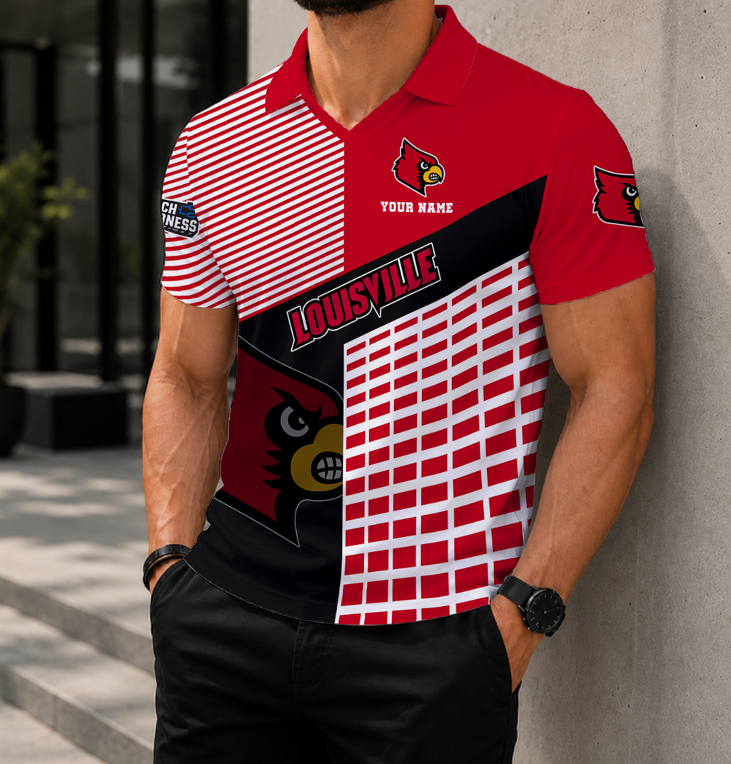 VIRAL EDITION - NEW CUSTOMIZED NCAA MAM25 ULC LOUISVILLE CARDINALS POLO SHIRT