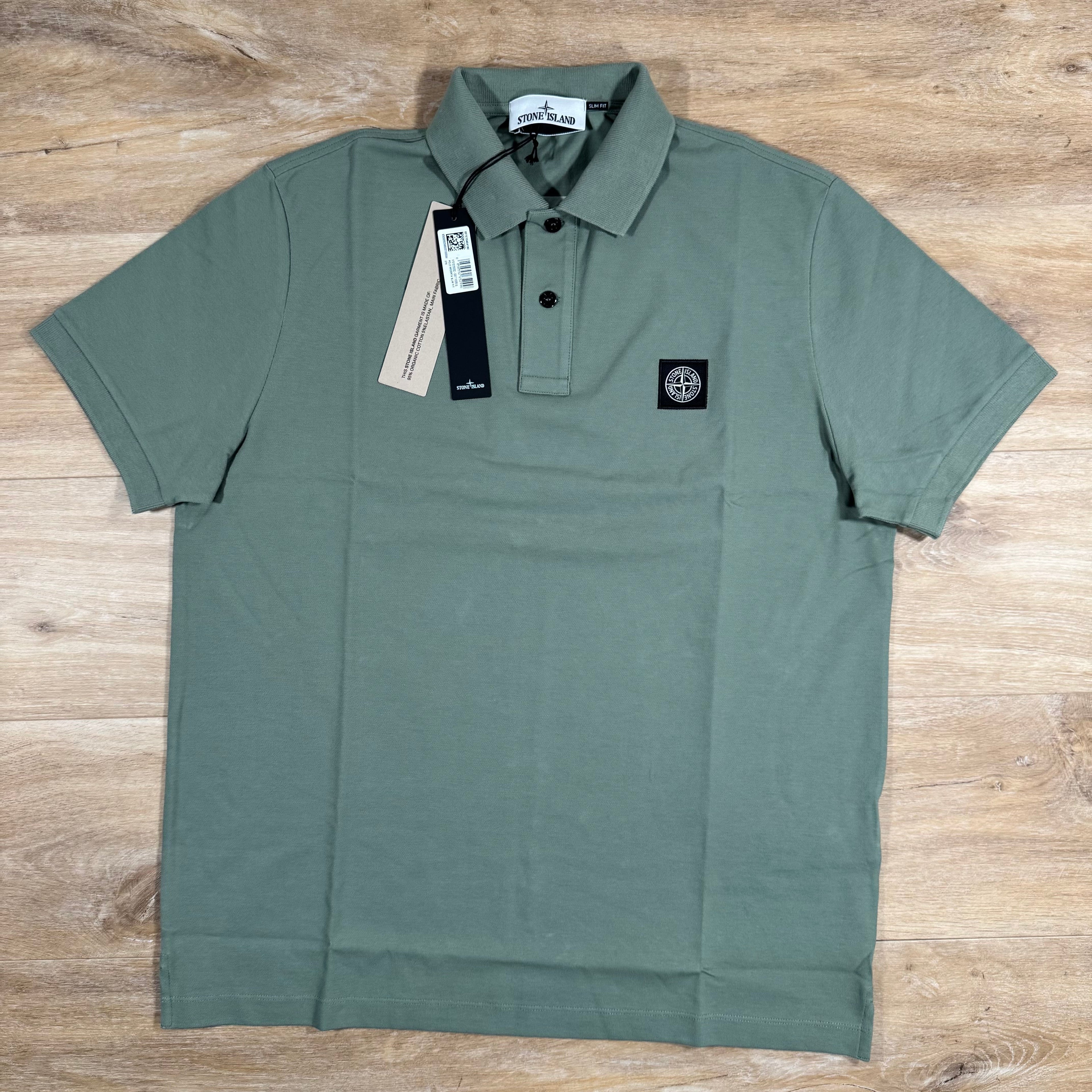 Stone Island Organic Cotton Pique Polo Shirt in Sage Green Ironleague