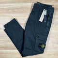 Stone Island Brushed Old Effect Cargo Trousers in Black Ironleague