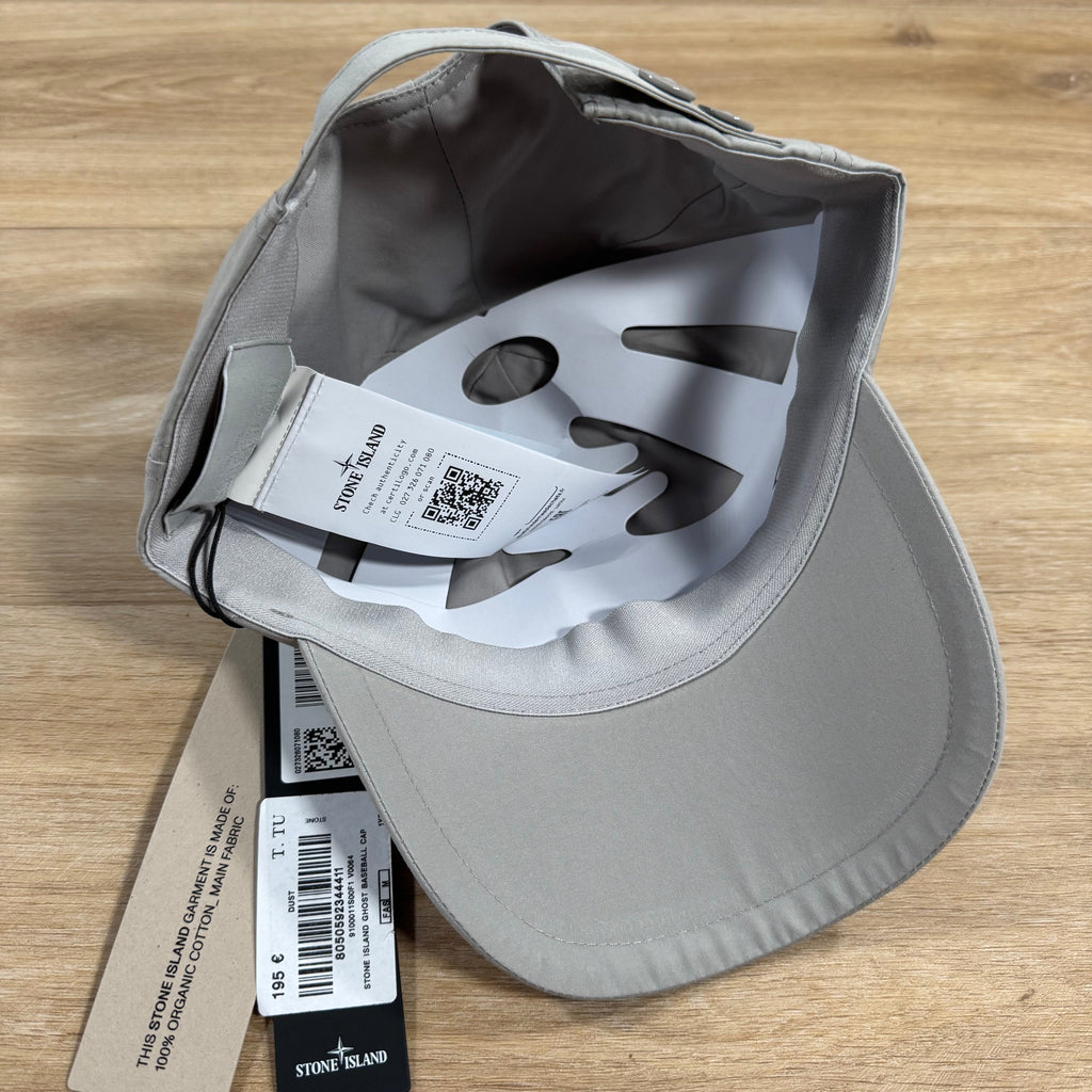 Stone Island Weatherproof Cotton Canvas Ghost Cap in Dust Grey Ironleague