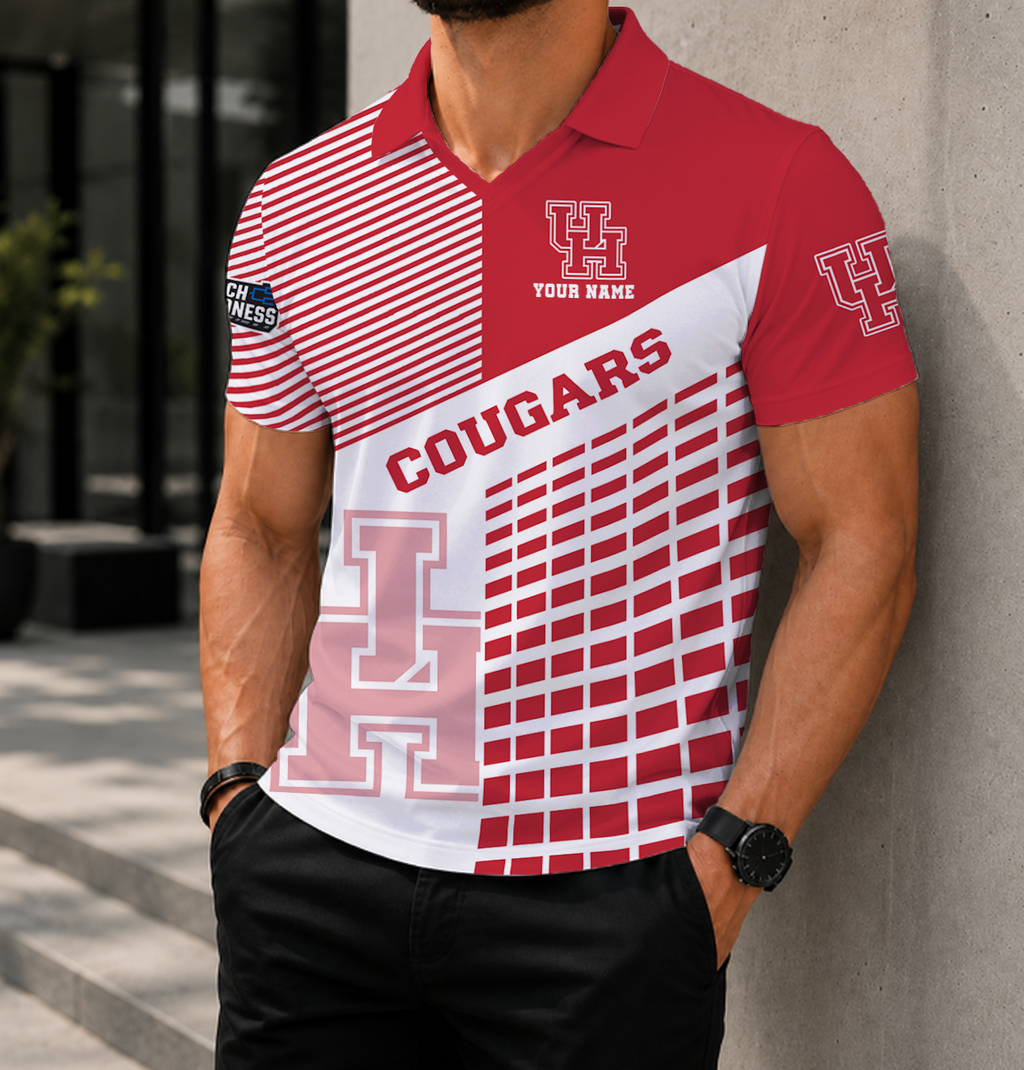VIRAL EDITION - NEW CUSTOMIZED NCAA MAM26 HOC HOUSTON COUGARS POLO SHIRT