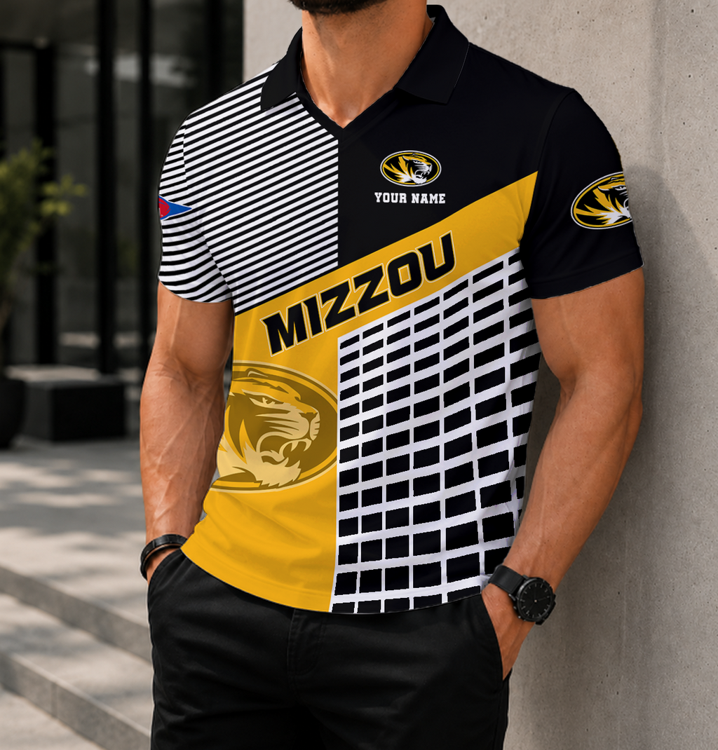 VIRAL EDITION - NEW CUSTOMIZED NCAA FBS26 MST MISSOURI TIGERS POLO SHIRT